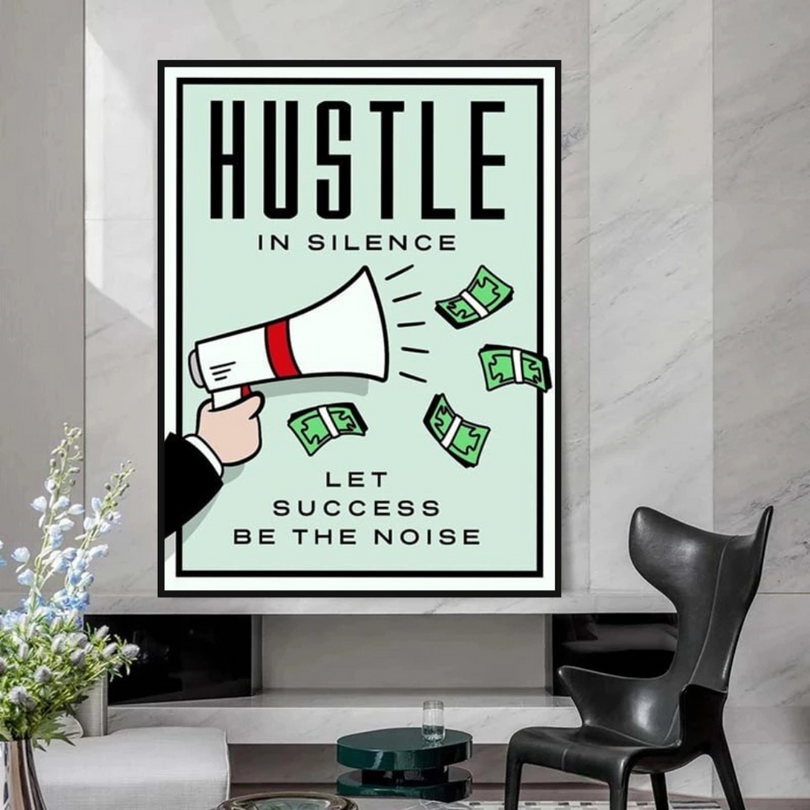 Monopoly Hustle in Silence Card Canvas Wall Art-MinimalisticDecor.com