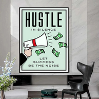 Monopoly Hustle in Silence Card Canvas Wall Art-MinimalisticDecor.com