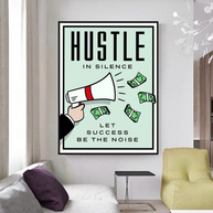 Monopoly Hustle in Silence Card Canvas Wall Art-MinimalisticDecor.com