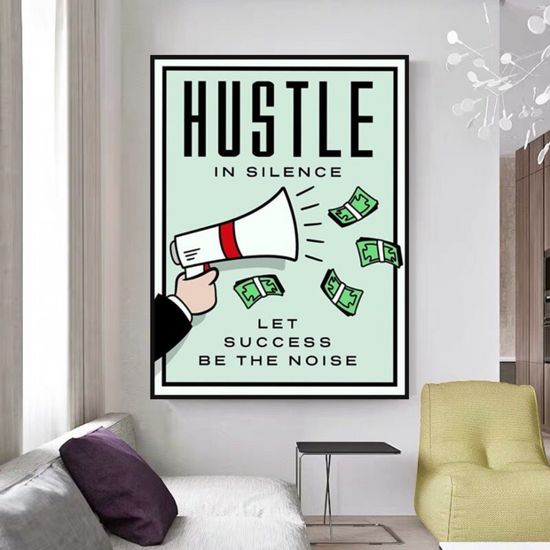 Monopoly Hustle in Silence Card Canvas Wall Art-MinimalisticDecor.com