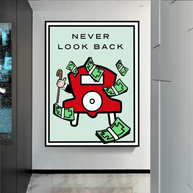 Monopoly Never Look Back Card Canvas Wall Art-MinimalisticDecor.com