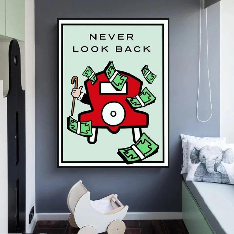 Monopoly Never Look Back Card Canvas Wall Art-MinimalisticDecor.com