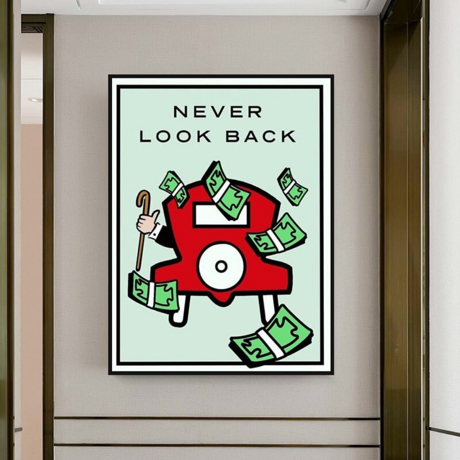 Monopoly Never Look Back Card Canvas Wall Art-MinimalisticDecor.com