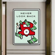 Monopoly Never Look Back Card Canvas Wall Art-MinimalisticDecor.com