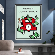 Monopoly Never Look Back Card Canvas Wall Art-MinimalisticDecor.com