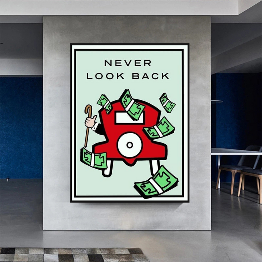 Monopoly Never Look Back Card Canvas Wall Art-MinimalisticDecor.com