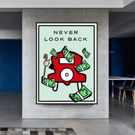 Monopoly Never Look Back Card Canvas Wall Art-MinimalisticDecor.com