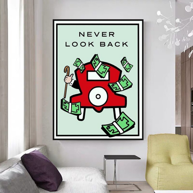 Monopoly Never Look Back Card Canvas Wall Art-MinimalisticDecor.com