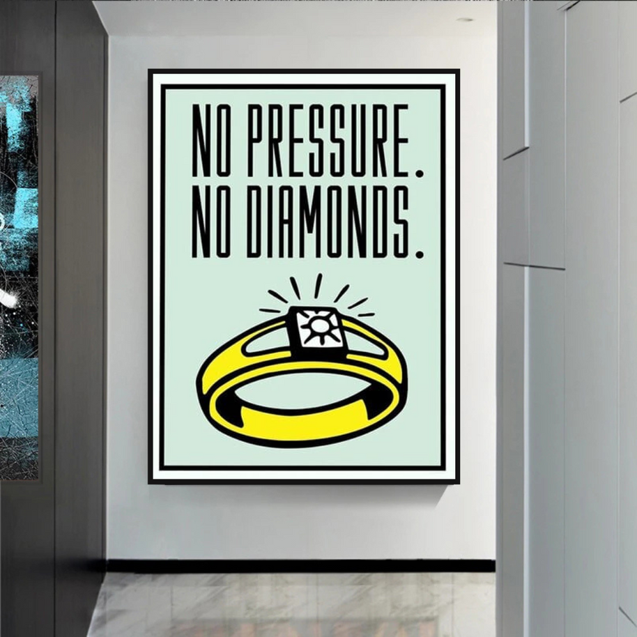 Monopoly No Pressure No Diamonds Card Canvas Wall Art-MinimalisticDecor.com