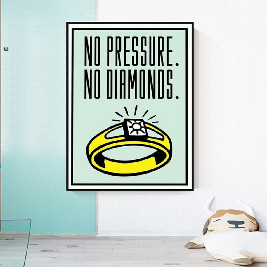 Monopoly No Pressure No Diamonds Card Canvas Wall Art-MinimalisticDecor.com