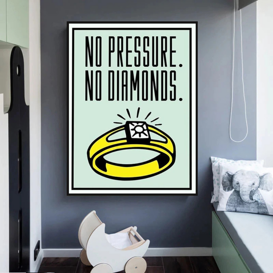 Monopoly No Pressure No Diamonds Card Canvas Wall Art-MinimalisticDecor.com
