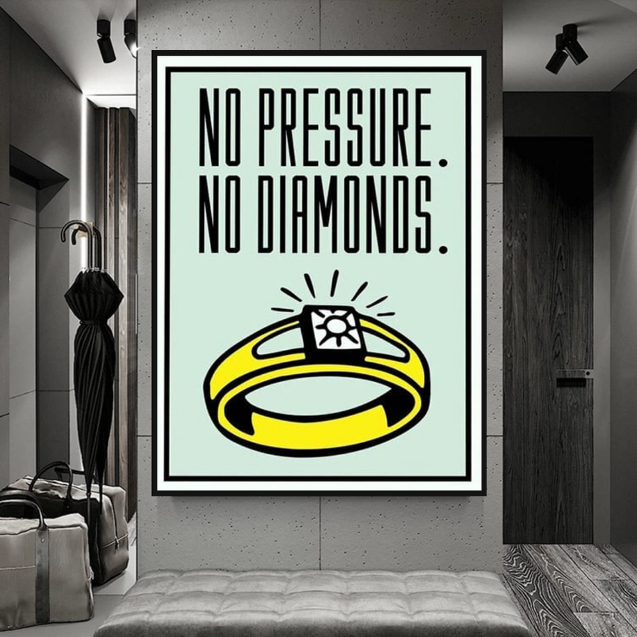 Monopoly No Pressure No Diamonds Card Canvas Wall Art-MinimalisticDecor.com
