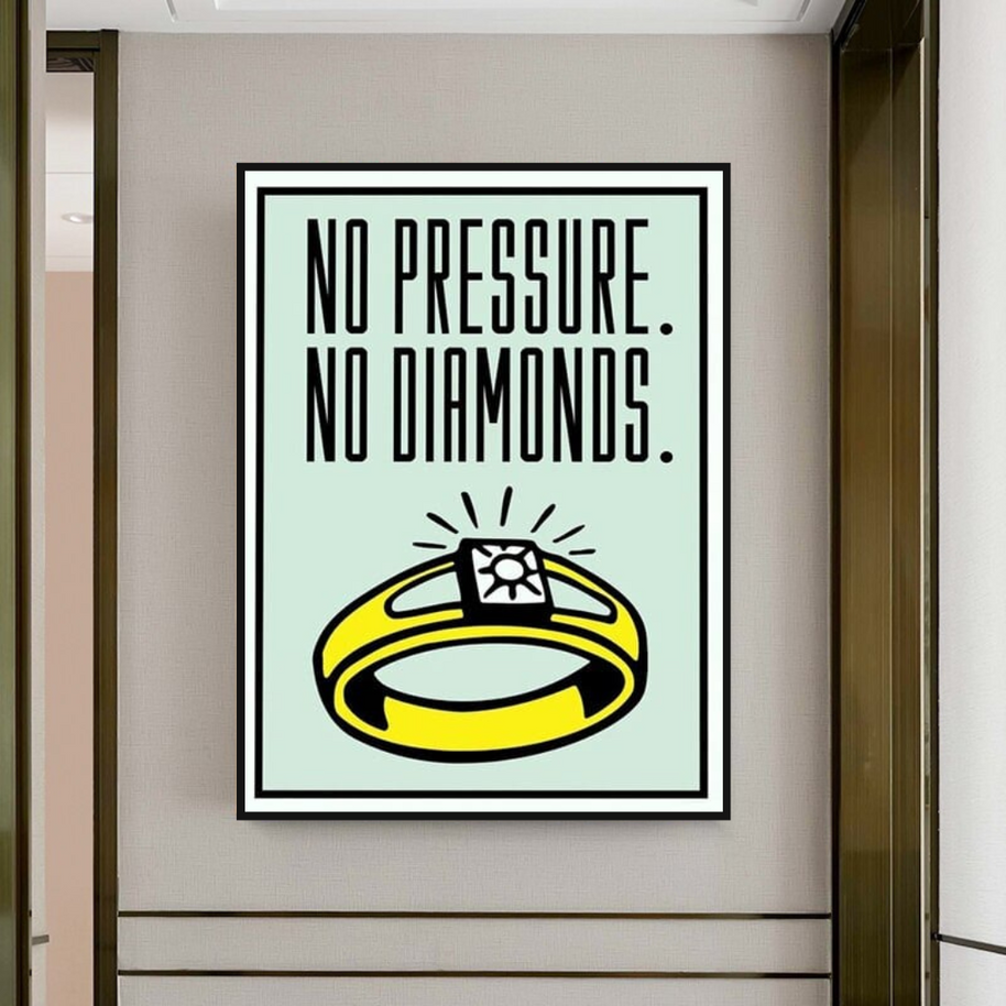 Monopoly No Pressure No Diamonds Card Canvas Wall Art-MinimalisticDecor.com