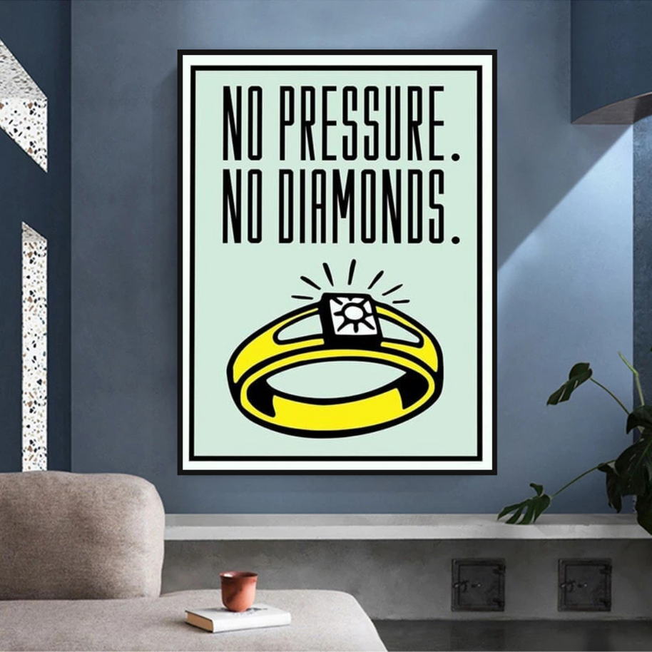 Monopoly No Pressure No Diamonds Card Canvas Wall Art-MinimalisticDecor.com