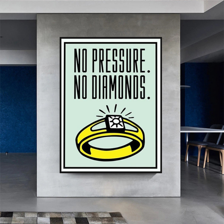 Monopoly No Pressure No Diamonds Card Canvas Wall Art-MinimalisticDecor.com
