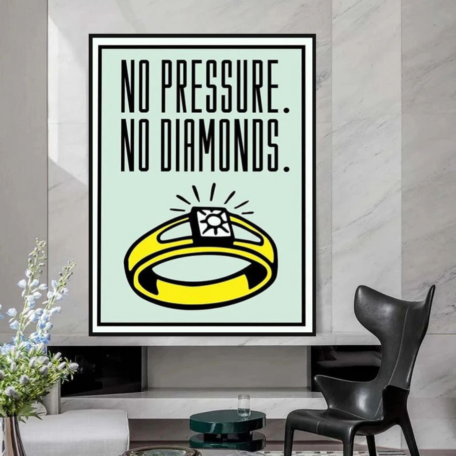 Monopoly No Pressure No Diamonds Card Canvas Wall Art-MinimalisticDecor.com
