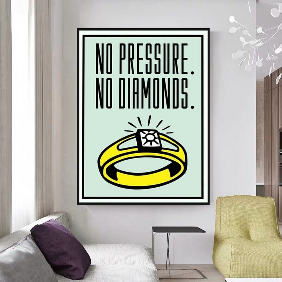 Monopoly No Pressure No Diamonds Card Canvas Wall Art-MinimalisticDecor.com