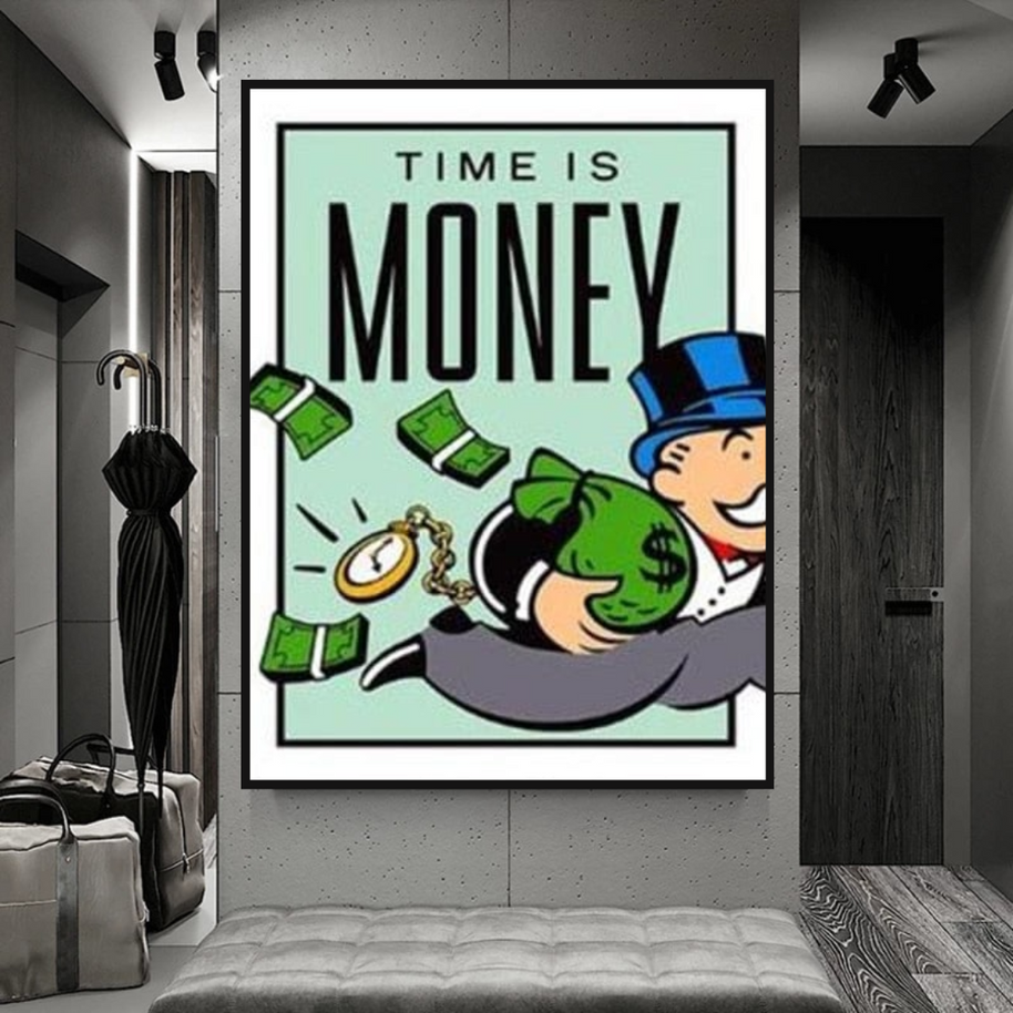 Monopoly Time Is Money Card Canvas Wall Art-MinimalisticDecor.com