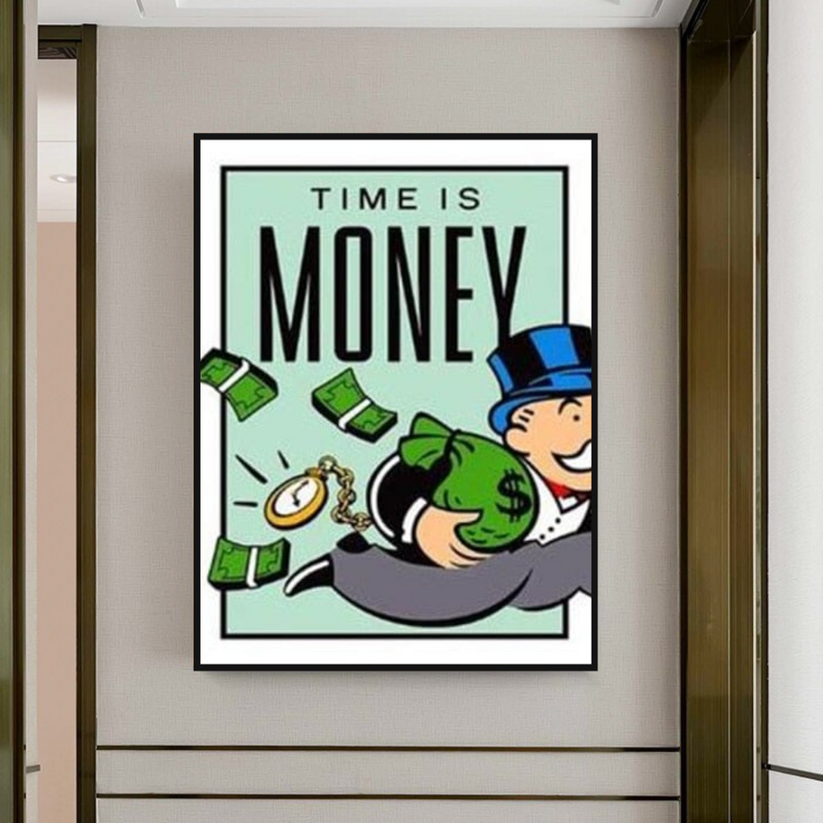 Monopoly Time Is Money Card Canvas Wall Art-MinimalisticDecor.com