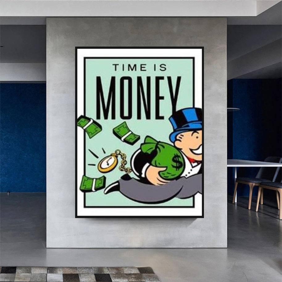 Monopoly Time Is Money Card Canvas Wall Art-MinimalisticDecor.com