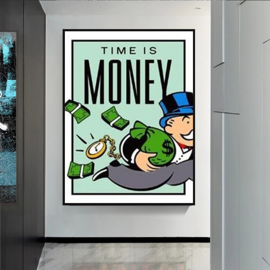 Monopoly Time Is Money Card Canvas Wall Art-MinimalisticDecor.com