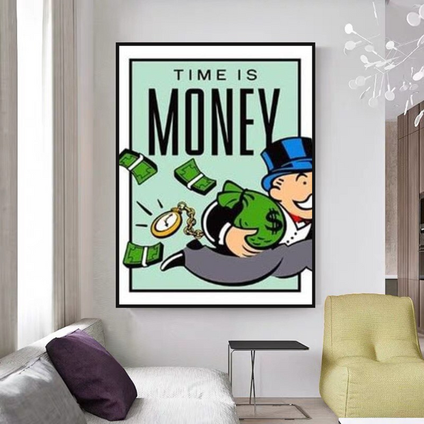 Monopoly Time Is Money Card Canvas Wall Art-MinimalisticDecor.com