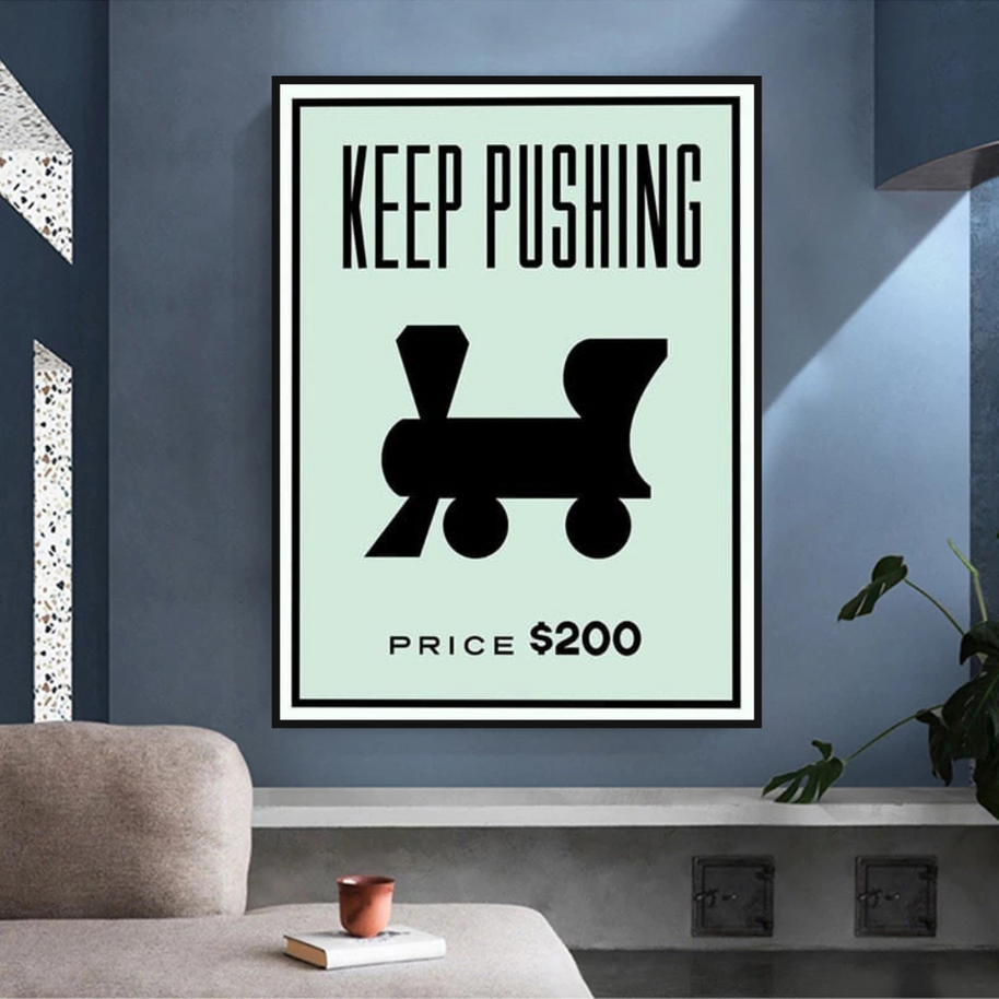 Monopoly Wall Art: Experience the Keep Pushing Classic Game-MinimalisticDecor.com