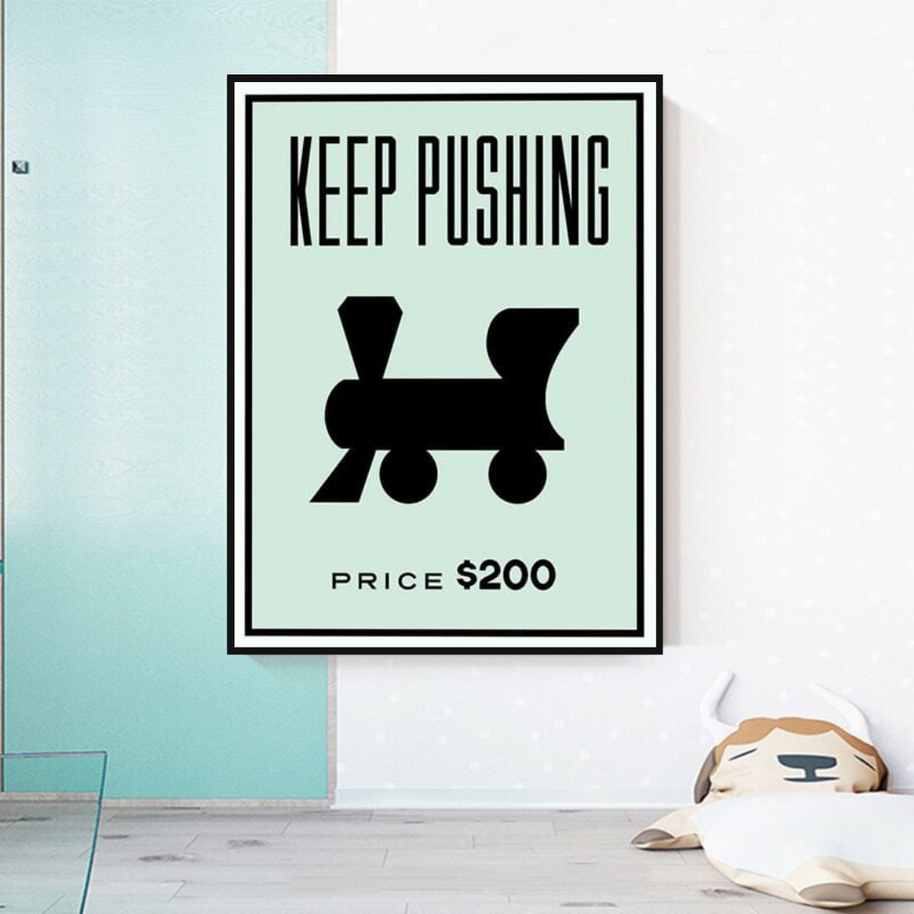 Monopoly Wall Art: Experience the Keep Pushing Classic Game-MinimalisticDecor.com