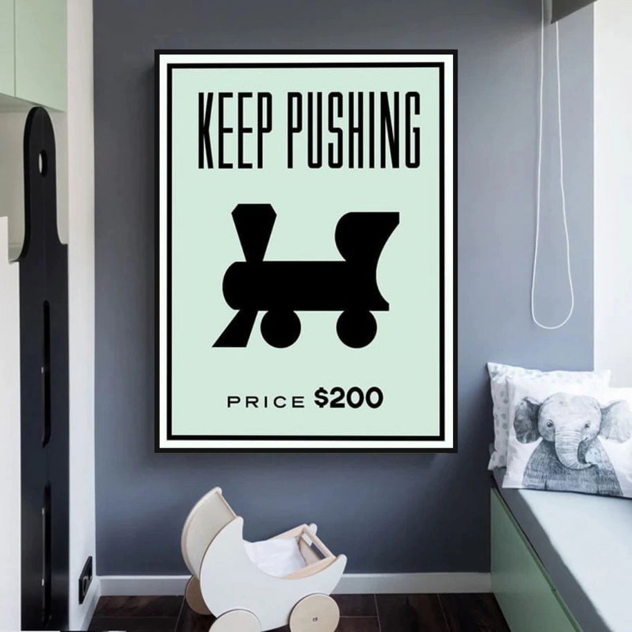 Monopoly Wall Art: Experience the Keep Pushing Classic Game-MinimalisticDecor.com