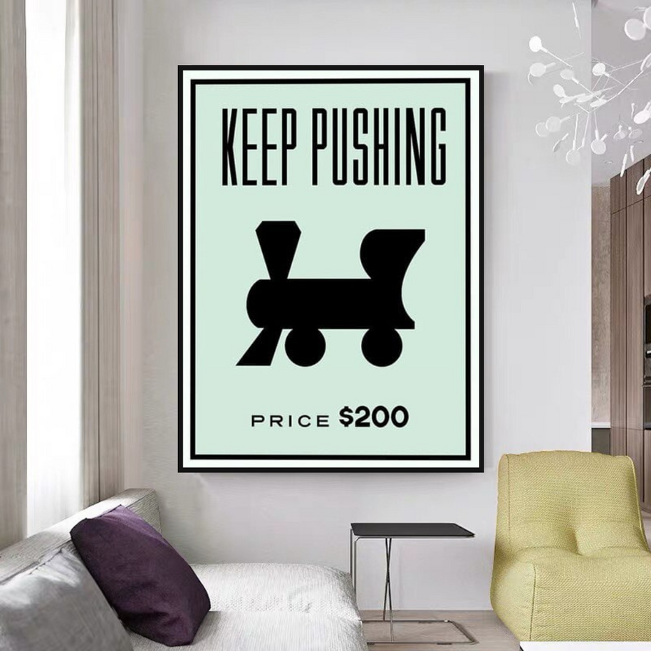 Monopoly Wall Art: Experience the Keep Pushing Classic Game-MinimalisticDecor.com