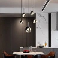 Moonlight Globes Glass Stone Pendant Chandelier – Modern Staircase Light Fixture-MinimalisticDecor.com