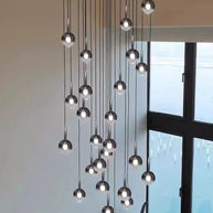 Moonlight Globes Glass Stone Pendant Chandelier – Modern Staircase Light Fixture-MinimalisticDecor.com