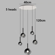 Moonlight Globes Glass Stone Pendant Chandelier – Modern Staircase Light Fixture-MinimalisticDecor.com