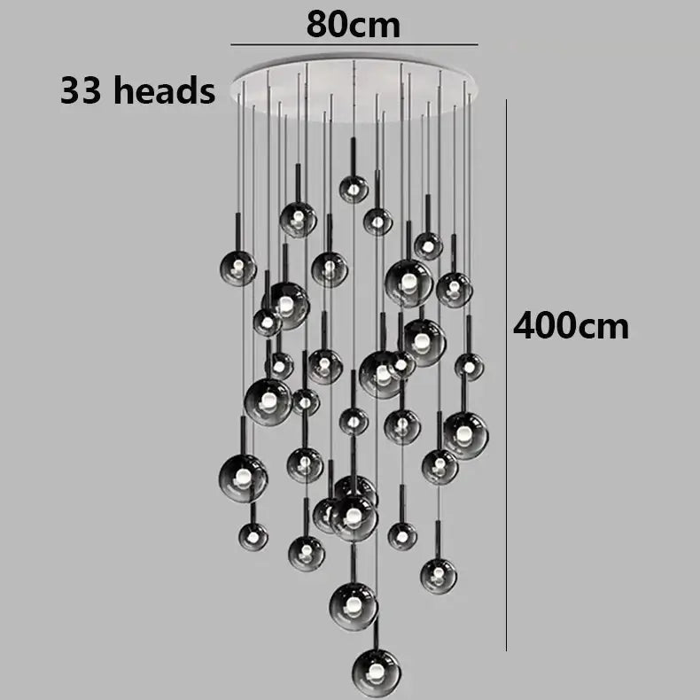 Moonlight Globes Glass Stone Pendant Chandelier – Modern Staircase Light Fixture-MinimalisticDecor.com