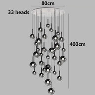 Moonlight Globes Glass Stone Pendant Chandelier – Modern Staircase Light Fixture-MinimalisticDecor.com