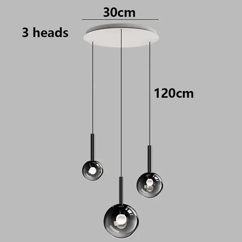 Moonlight Globes Glass Stone Pendant Chandelier – Modern Staircase Light Fixture-MinimalisticDecor.com