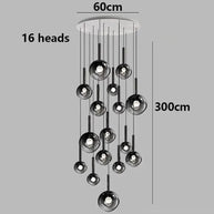 Moonlight Globes Glass Stone Pendant Chandelier – Modern Staircase Light Fixture-MinimalisticDecor.com