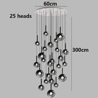 Moonlight Globes Glass Stone Pendant Chandelier – Modern Staircase Light Fixture-MinimalisticDecor.com