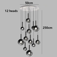 Moonlight Globes Glass Stone Pendant Chandelier – Modern Staircase Light Fixture-MinimalisticDecor.com