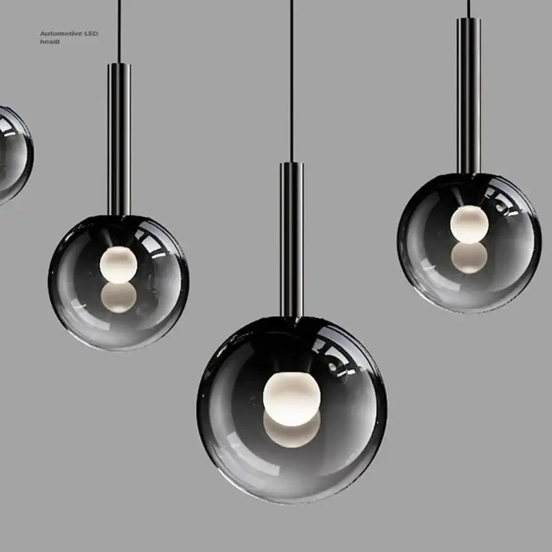 Moonlight Globes Glass Stone Pendant Chandelier – Modern Staircase Light Fixture-MinimalisticDecor.com