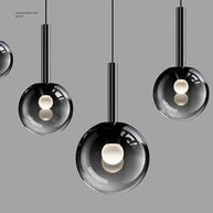 Moonlight Globes Glass Stone Pendant Chandelier – Modern Staircase Light Fixture-MinimalisticDecor.com