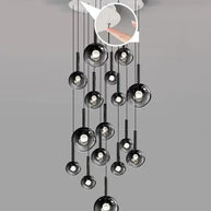 Moonlight Globes Glass Stone Pendant Chandelier – Modern Staircase Light Fixture-MinimalisticDecor.com