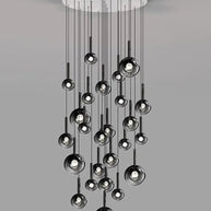 Moonlight Globes Glass Stone Pendant Chandelier – Modern Staircase Light Fixture-MinimalisticDecor.com