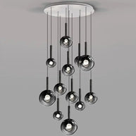 Moonlight Globes Glass Stone Pendant Chandelier – Modern Staircase Light Fixture-MinimalisticDecor.com