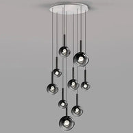 Moonlight Globes Glass Stone Pendant Chandelier – Modern Staircase Light Fixture-MinimalisticDecor.com