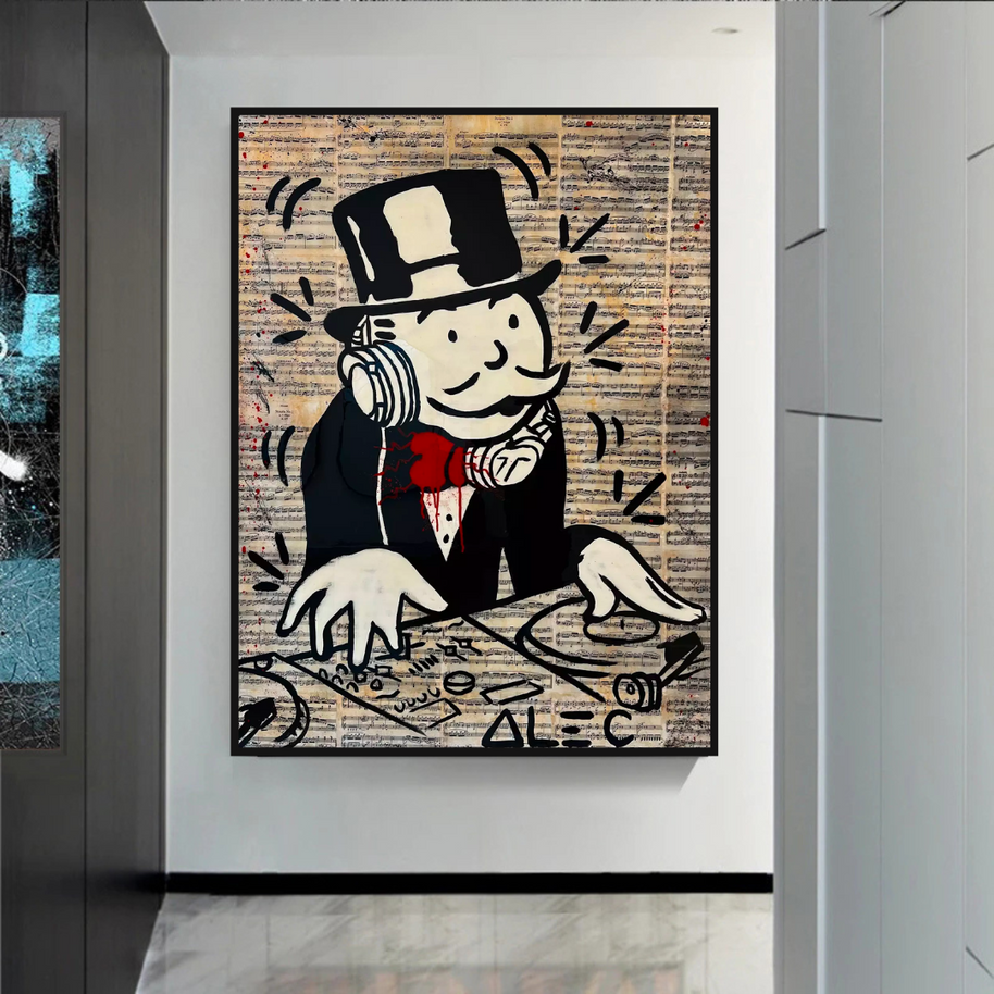 Mr Monopoly Canvas Wall Art: Elevate Your Music DJ Setup-MinimalisticDecor.com