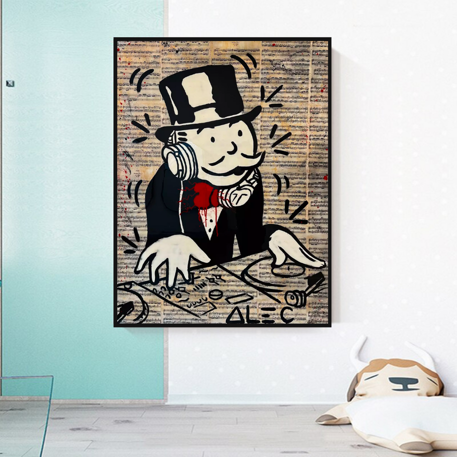 Mr Monopoly Canvas Wall Art: Elevate Your Music DJ Setup-MinimalisticDecor.com