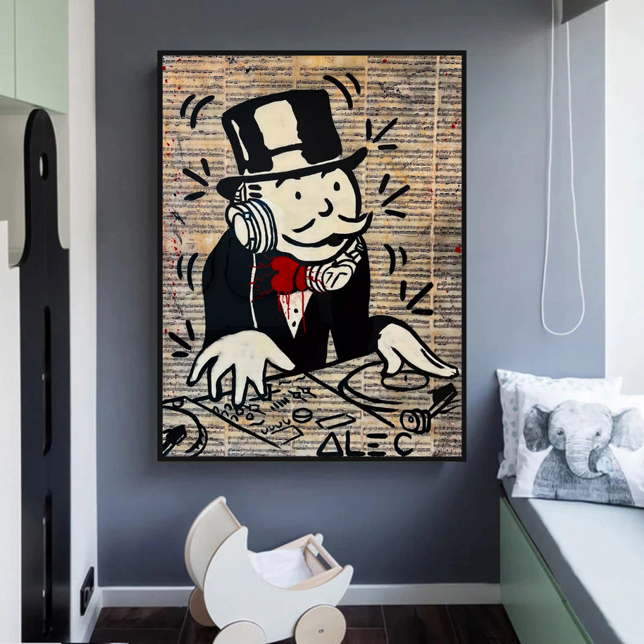 Mr Monopoly Canvas Wall Art: Elevate Your Music DJ Setup-MinimalisticDecor.com