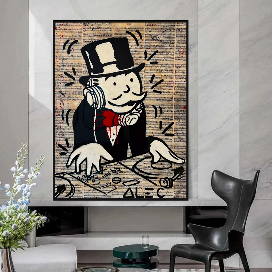 Mr Monopoly Canvas Wall Art: Elevate Your Music DJ Setup-MinimalisticDecor.com