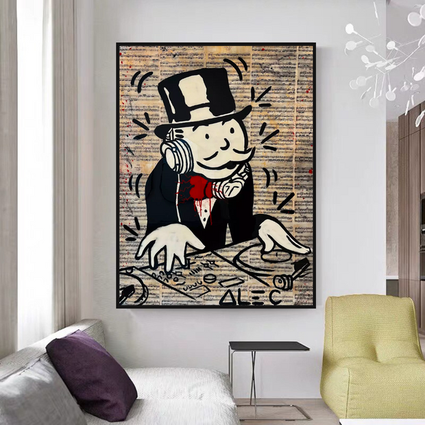 Mr Monopoly Canvas Wall Art: Elevate Your Music DJ Setup-MinimalisticDecor.com
